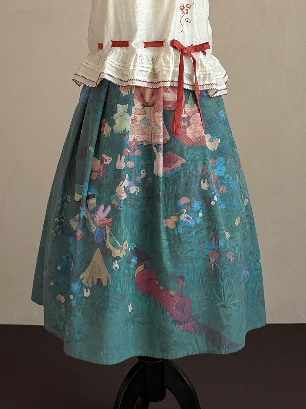 Picnic Lolita Print Vest Blouse, SK & JSK Daily Wear Outfit Set