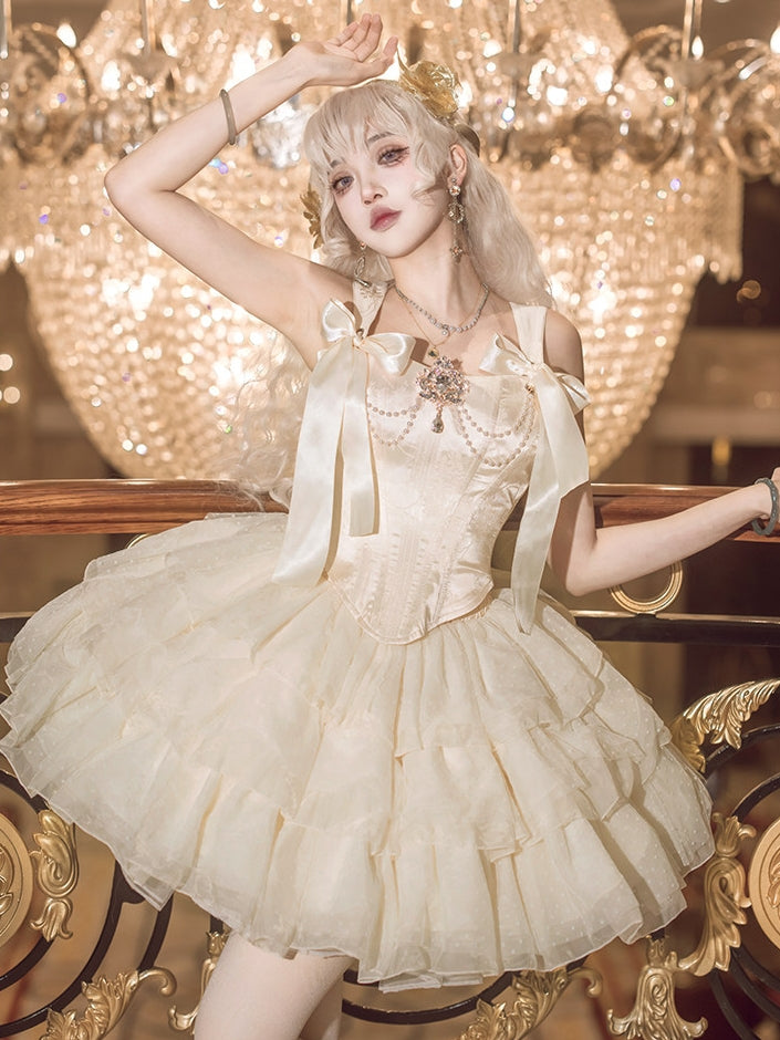 Cream Polka Dot French Ballet Dress