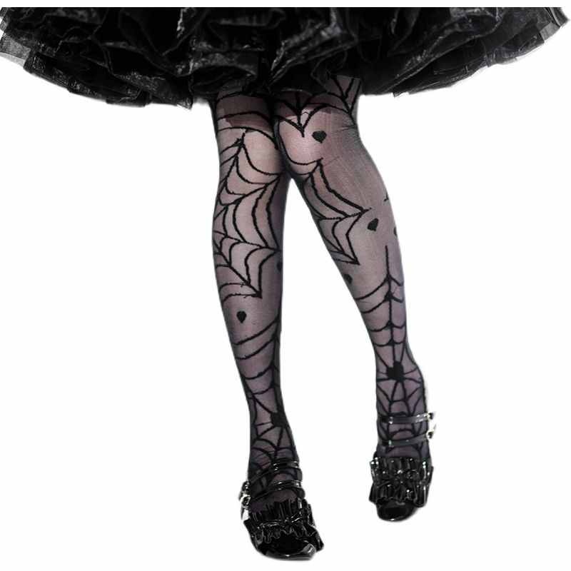 Lolita Gothic Spiderweb Print Halloween Tights LE9008