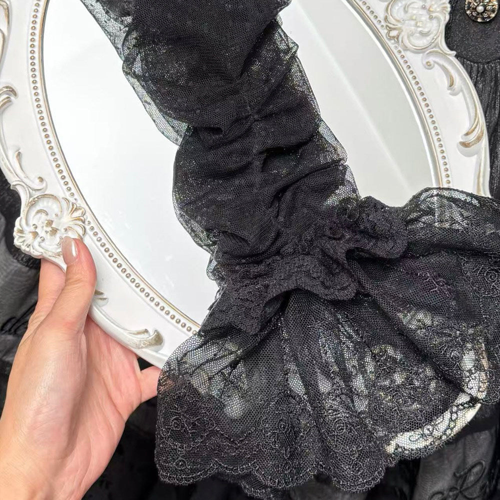 Glaze Floral Realm Lolita Printed Black OP Dress Set
