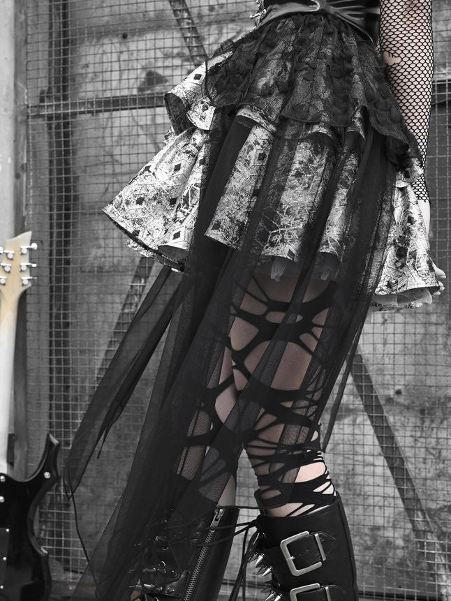 Lolita Punk Halter Dress with PU Leather Fishnet LG1017