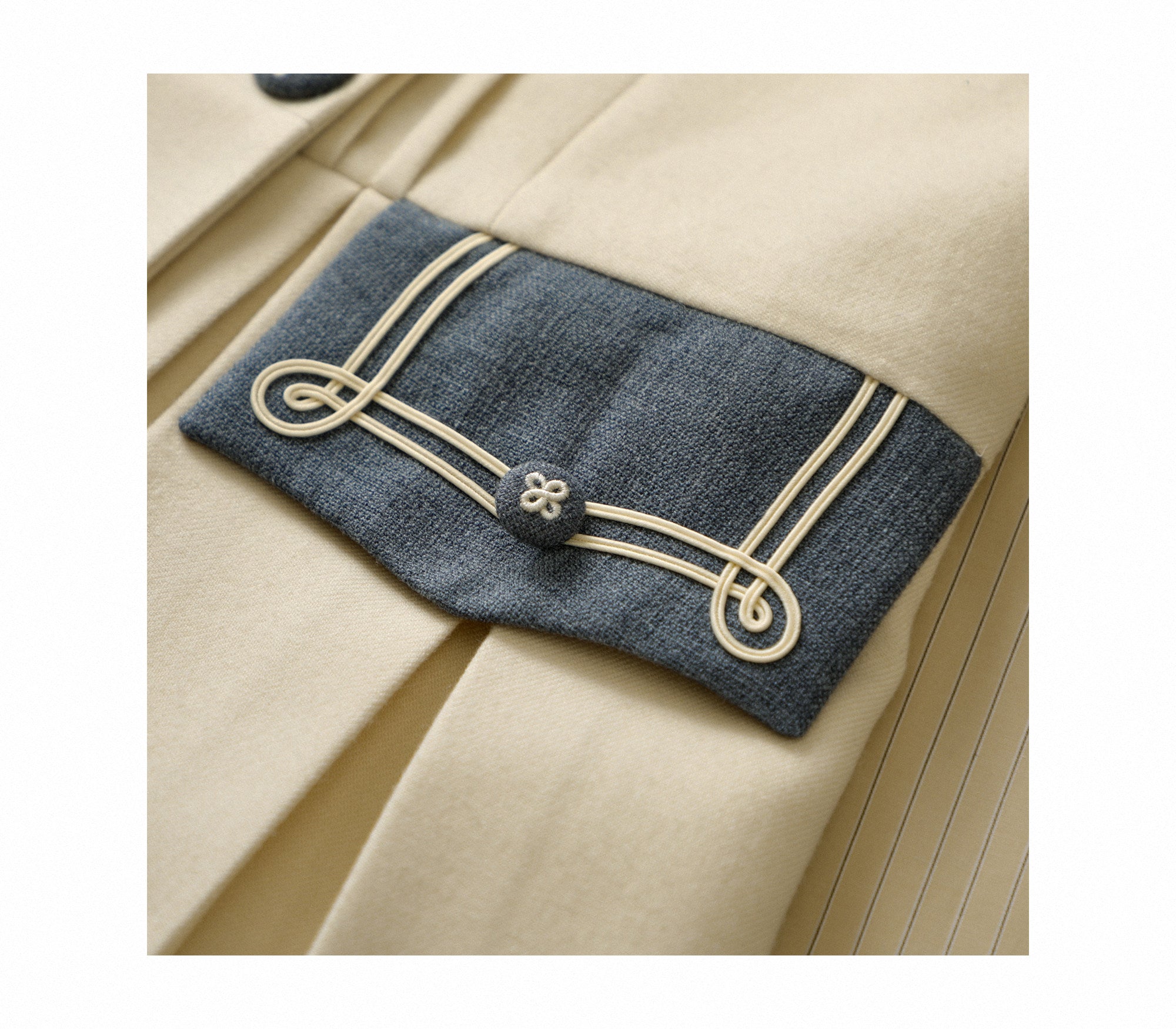 Blue White Trim Vintage Sailor Collar Jacket