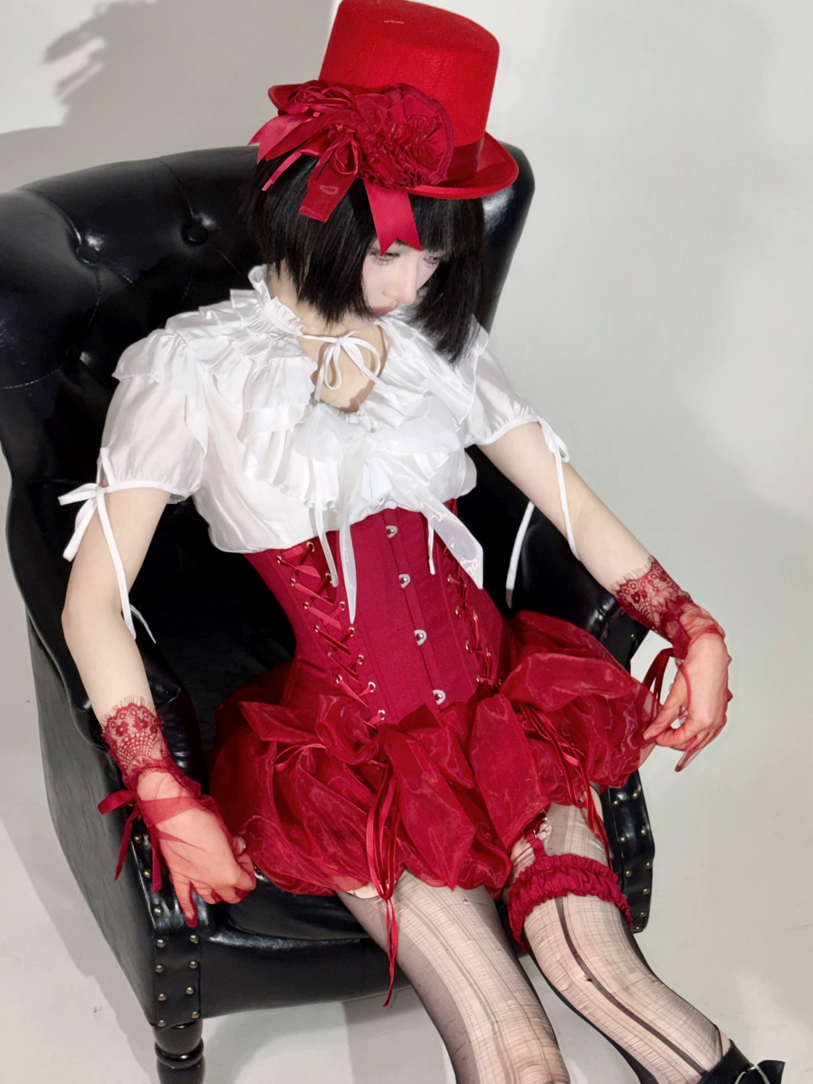 WONKA Gothic Lolita Red Top & Shorts Set