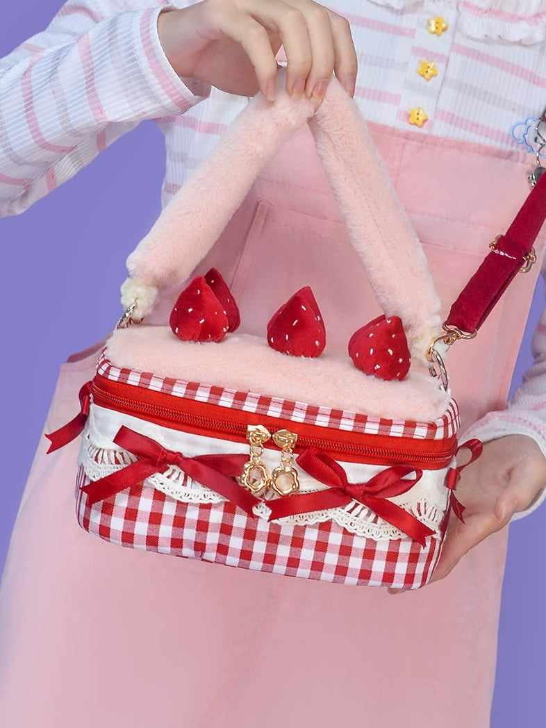 Strawberry Cake Gingham Sweet Lolita Crossbody Bag