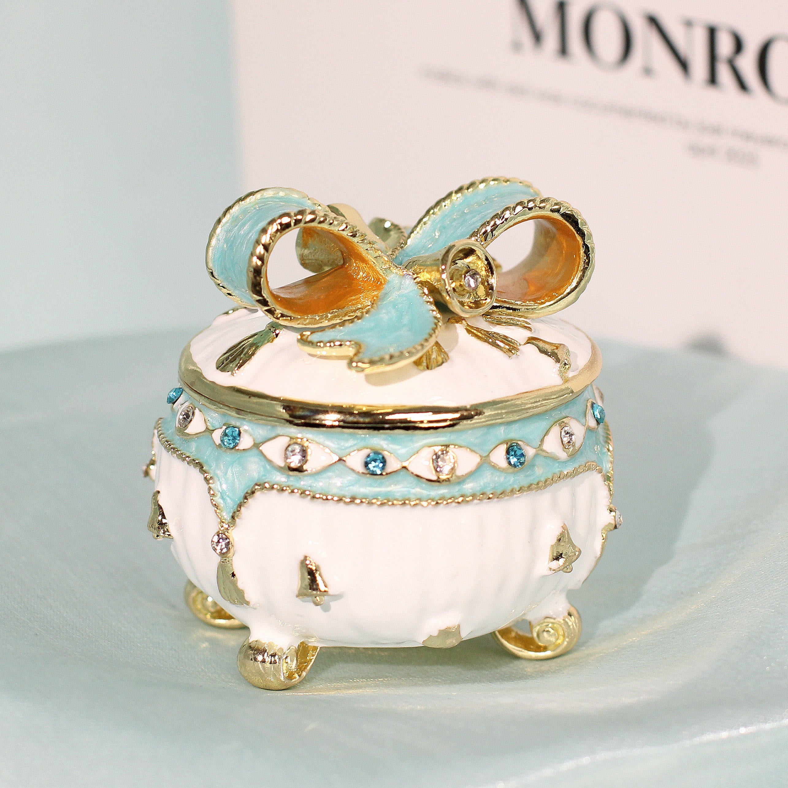 Bow-Shaped Enamel Jewelry Box Lolita Decor Gift