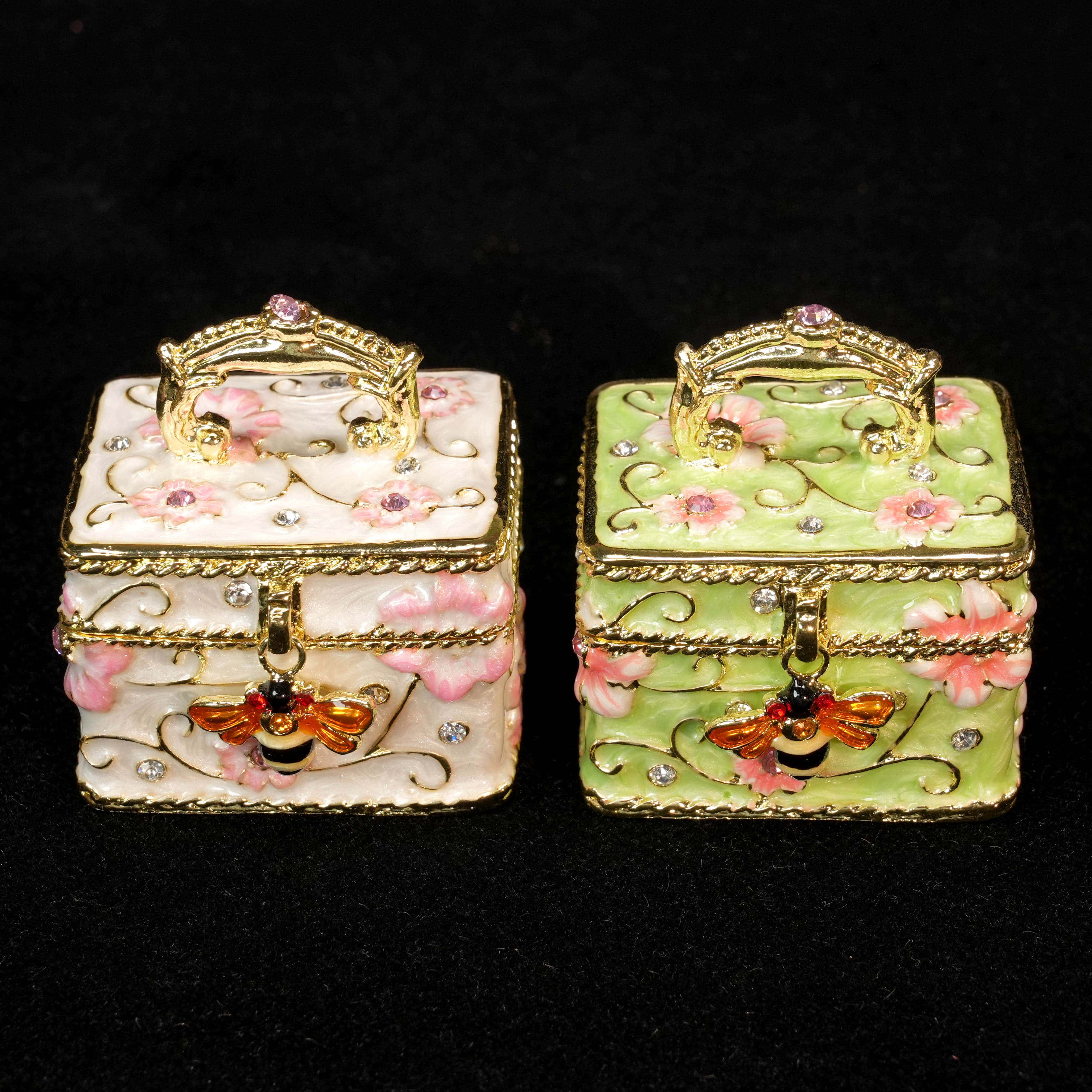 Treasure Chest Bee-Shaped Enamel Ring Jewelry Box Lolita Decor Gift