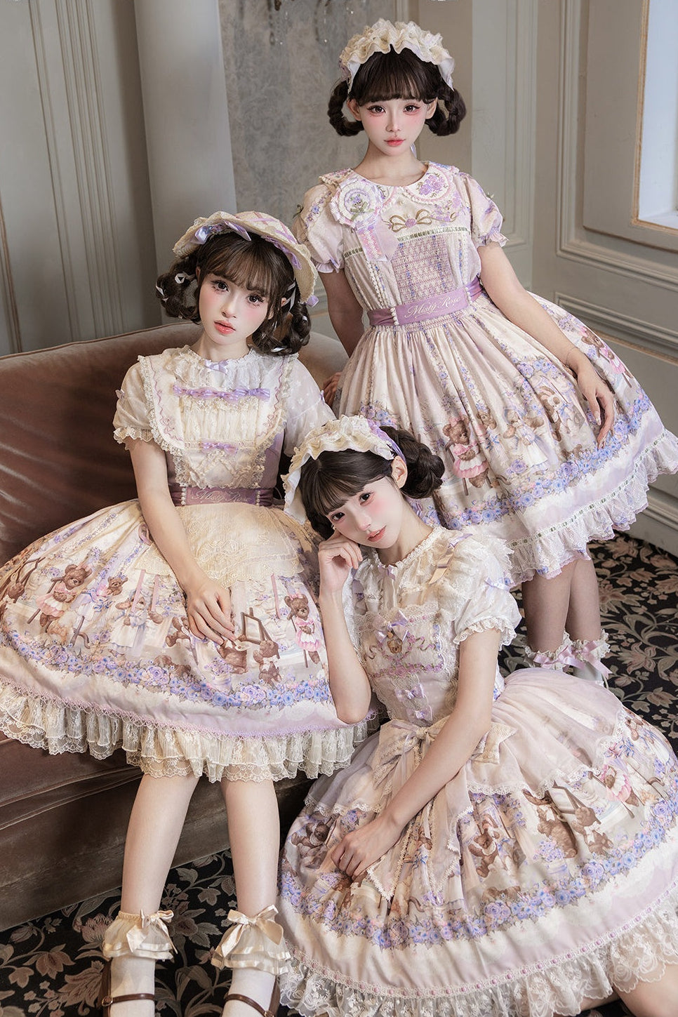 Bear‑Garden Floral Tale Sweet Printed Lolita JSK / OP Dress