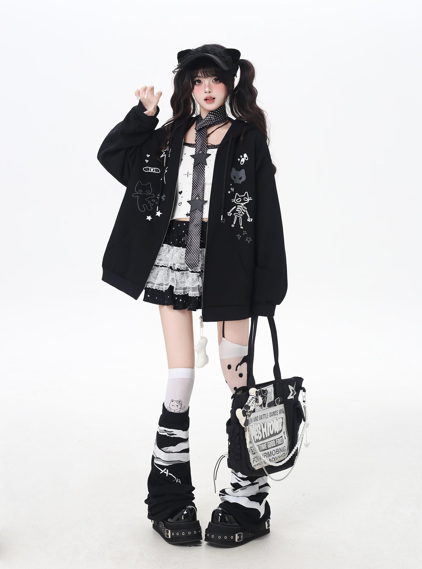 Kawaii Otaku Y2K Cat Ear Oversized Jacket LE1019