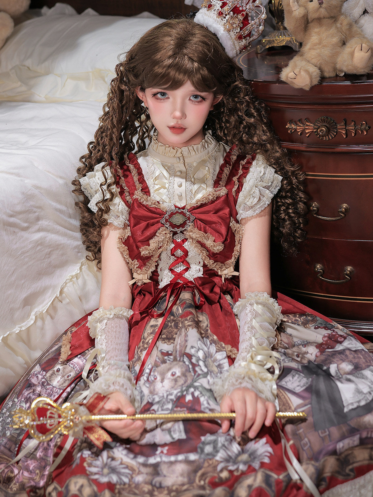 Mystic Rabbit Lolita Classic Vintage JSK Dress & Blouse Set