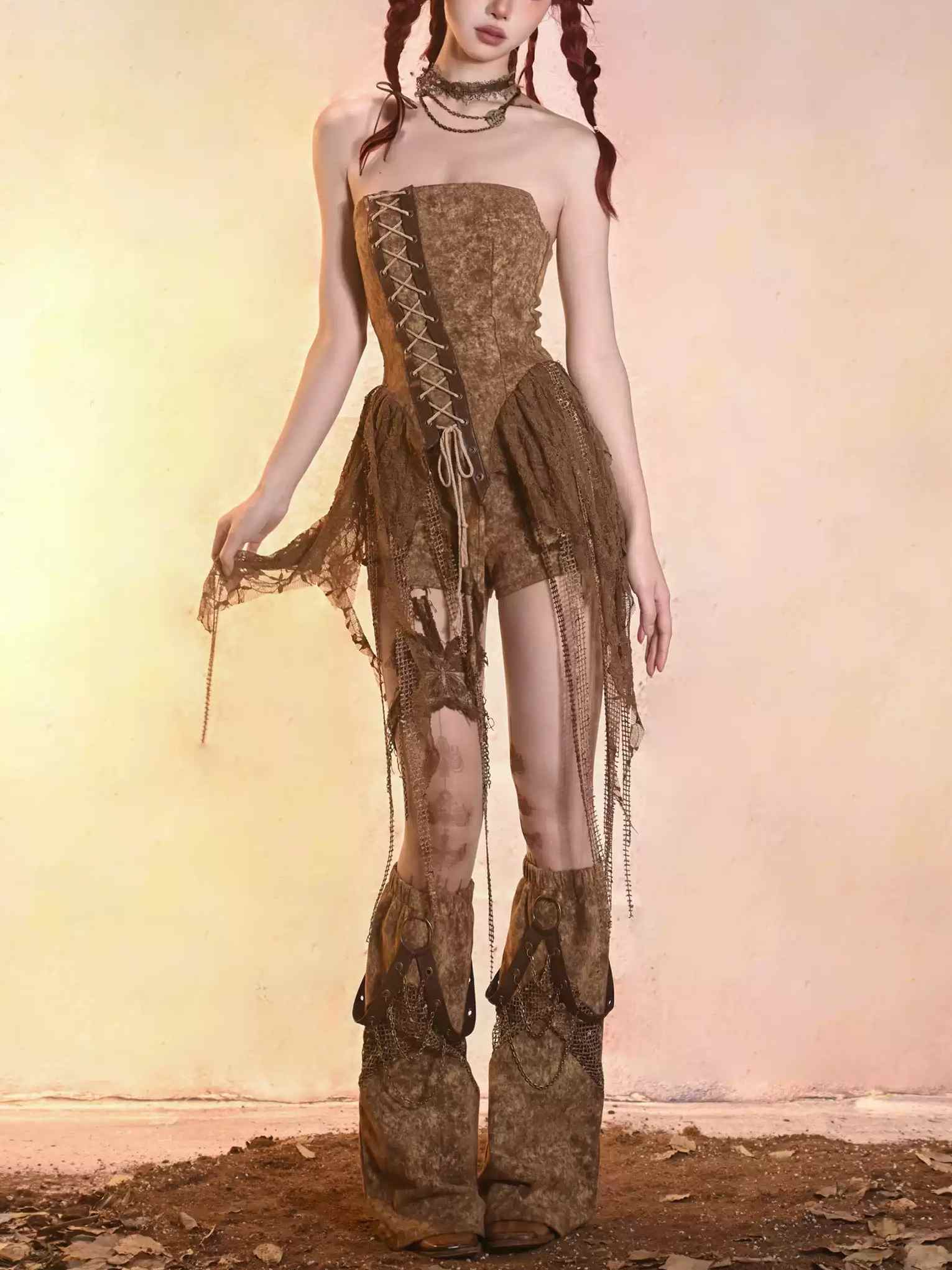 Retro Post-Apocalyptic Y2K Denim Set LE1014