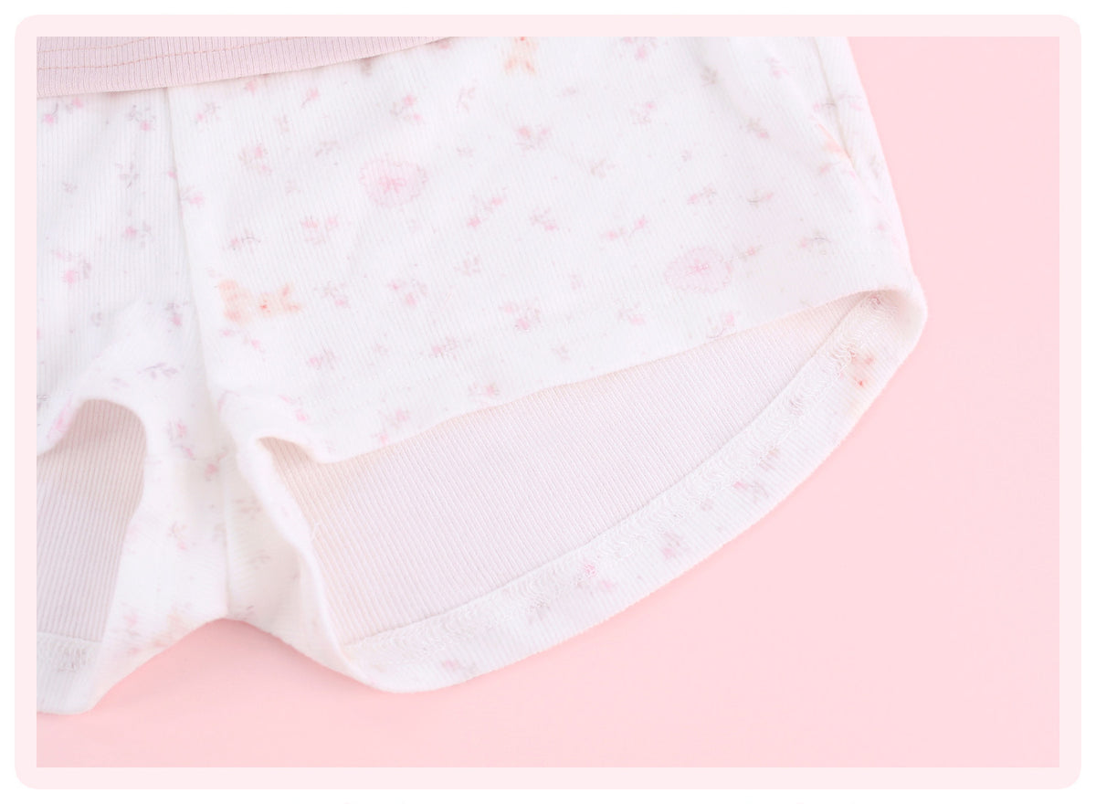 Star Fall Floral White Hooded Jacket Pink Camisole White Floral Shorts Girly Set