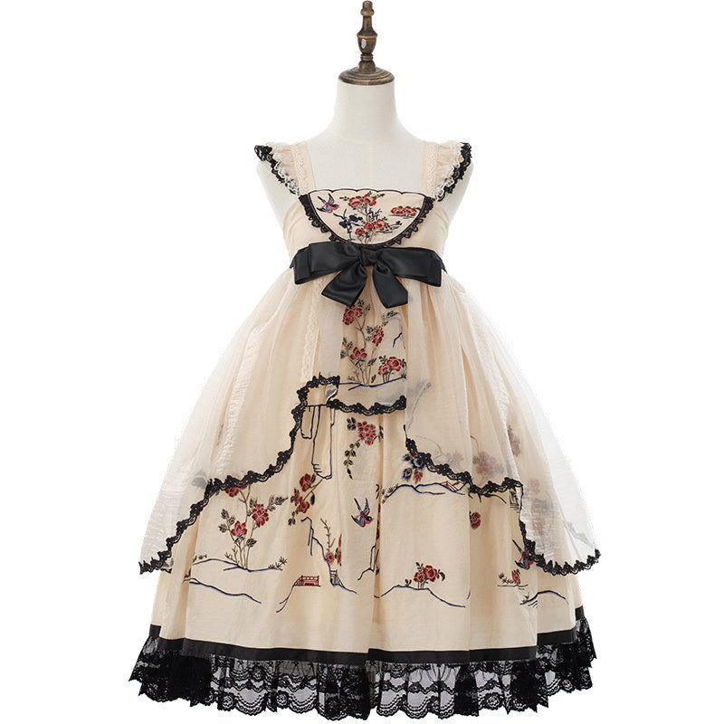 Floral & Bird Amber Japanese Style Dress Set