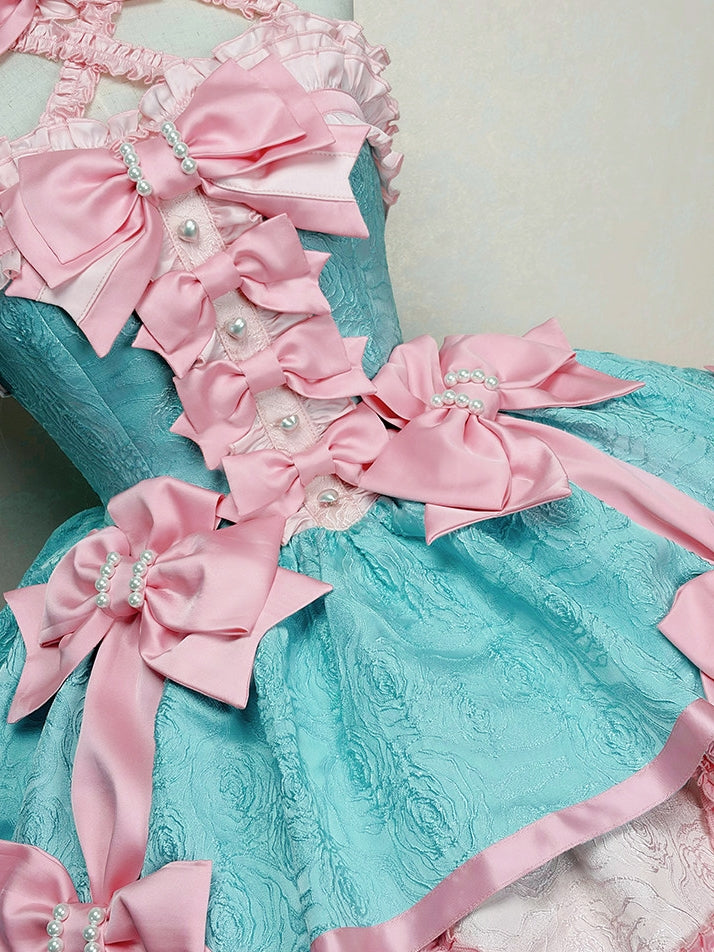 Sweet Petals Lolita Pink & Green Halter Dress