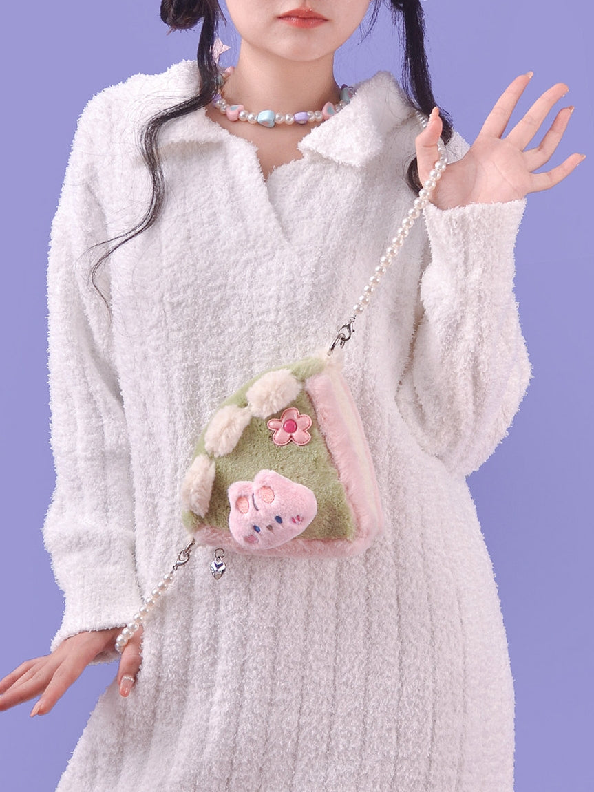 Matcha Cake Kawaii Plush Mini Storage Crossbody Bag