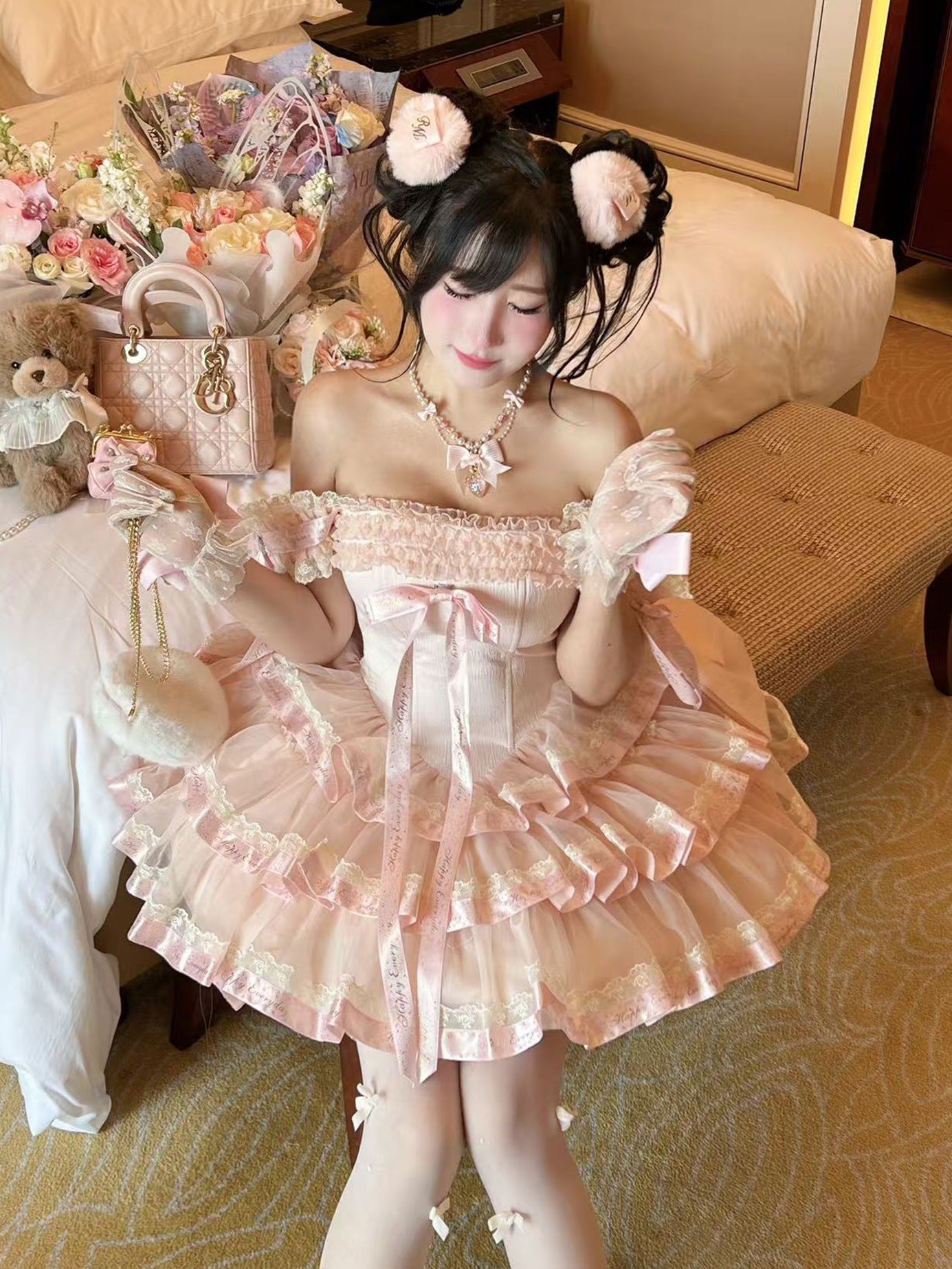 Princess Ribbon Formal Pink & Black Dress