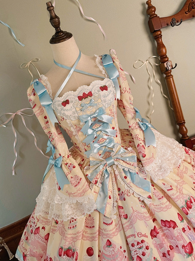 Strawberry Patissier Vintage‑Doll Aesthetic Lolita OP Dress