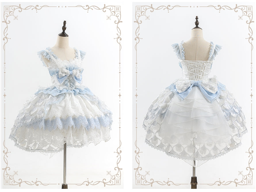 Peacock Feather SP Bridal Lolita Blue & White JSK Dress