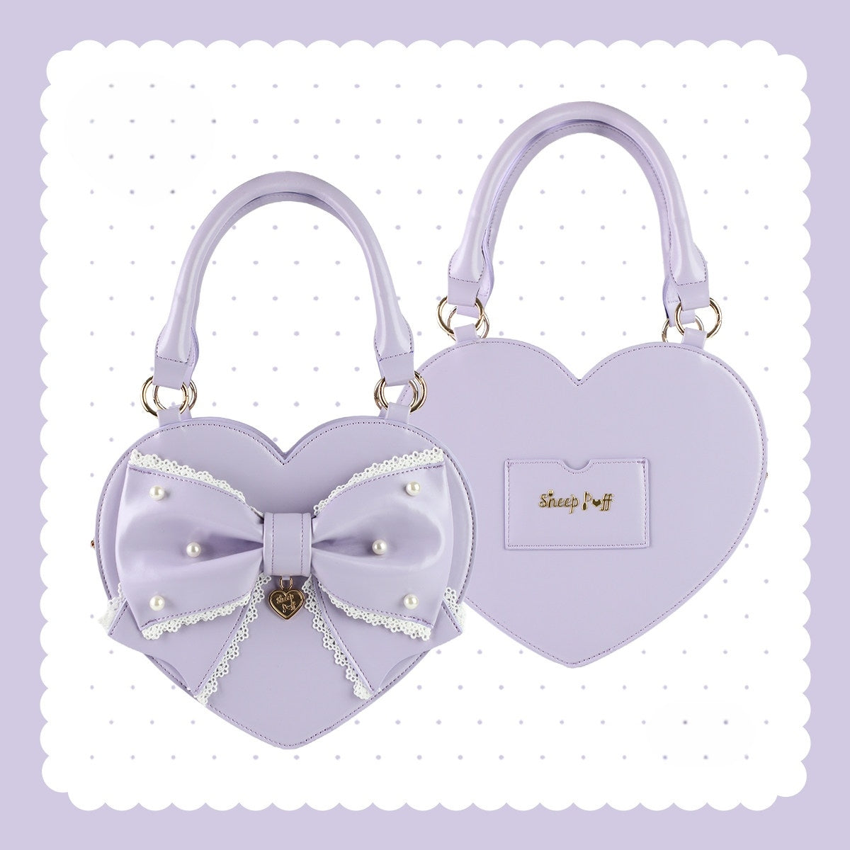 Vintage Sweetheart Lolita Lace Trim Heart Handbag