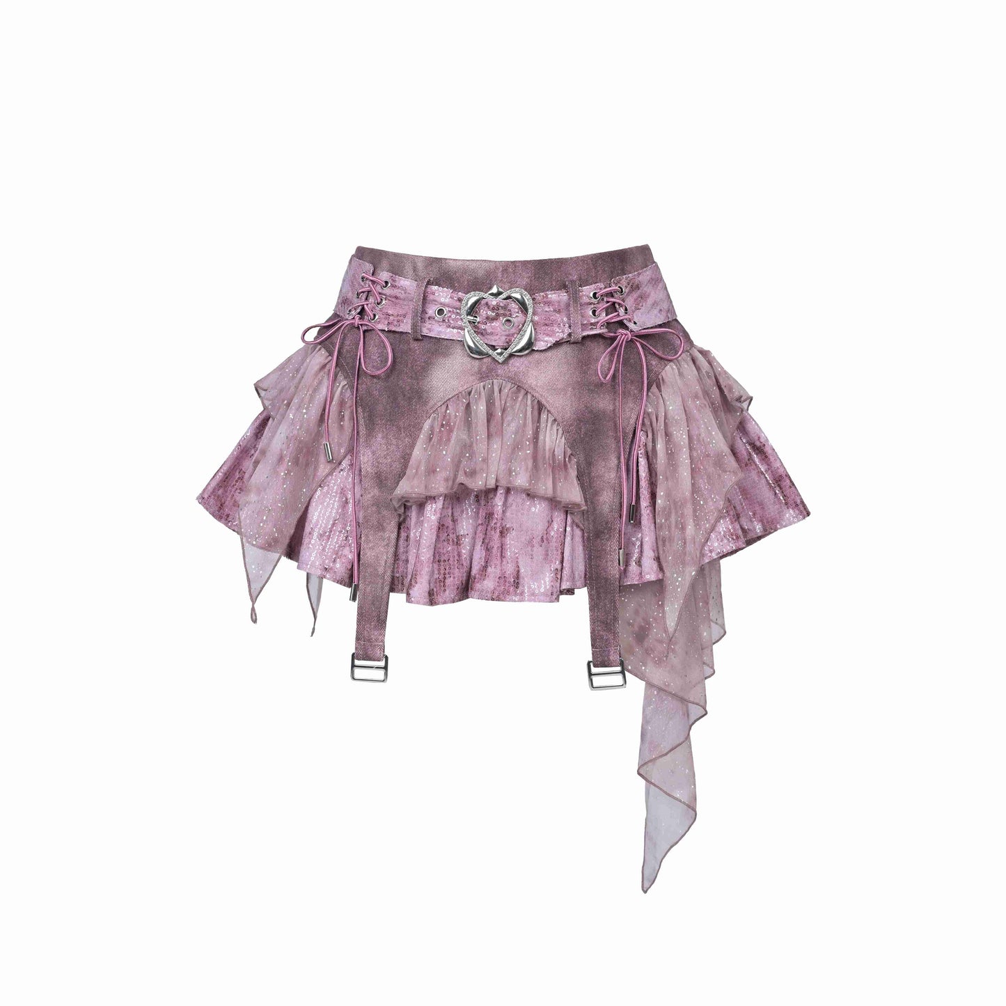 Y2K Edgy Rivet Denim Set with Leg Harness LE1021