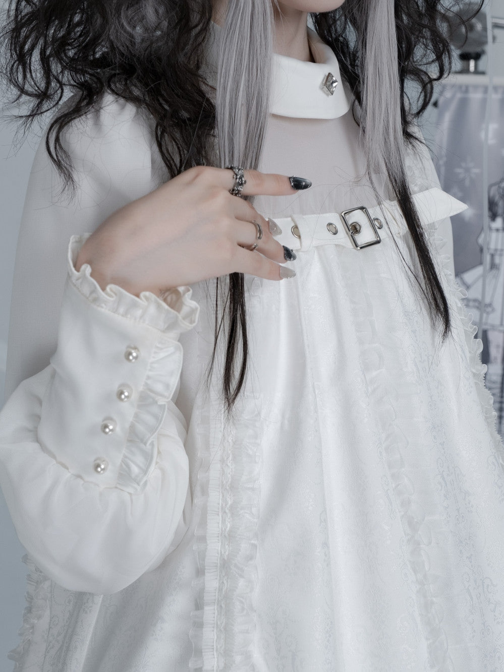 Tin Doll Black & White Gothic Lolita Lace Dress