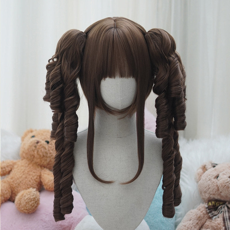 Lolita Vintage Sweetheart Twin Tail Claw Clip Gradient Curl Wig