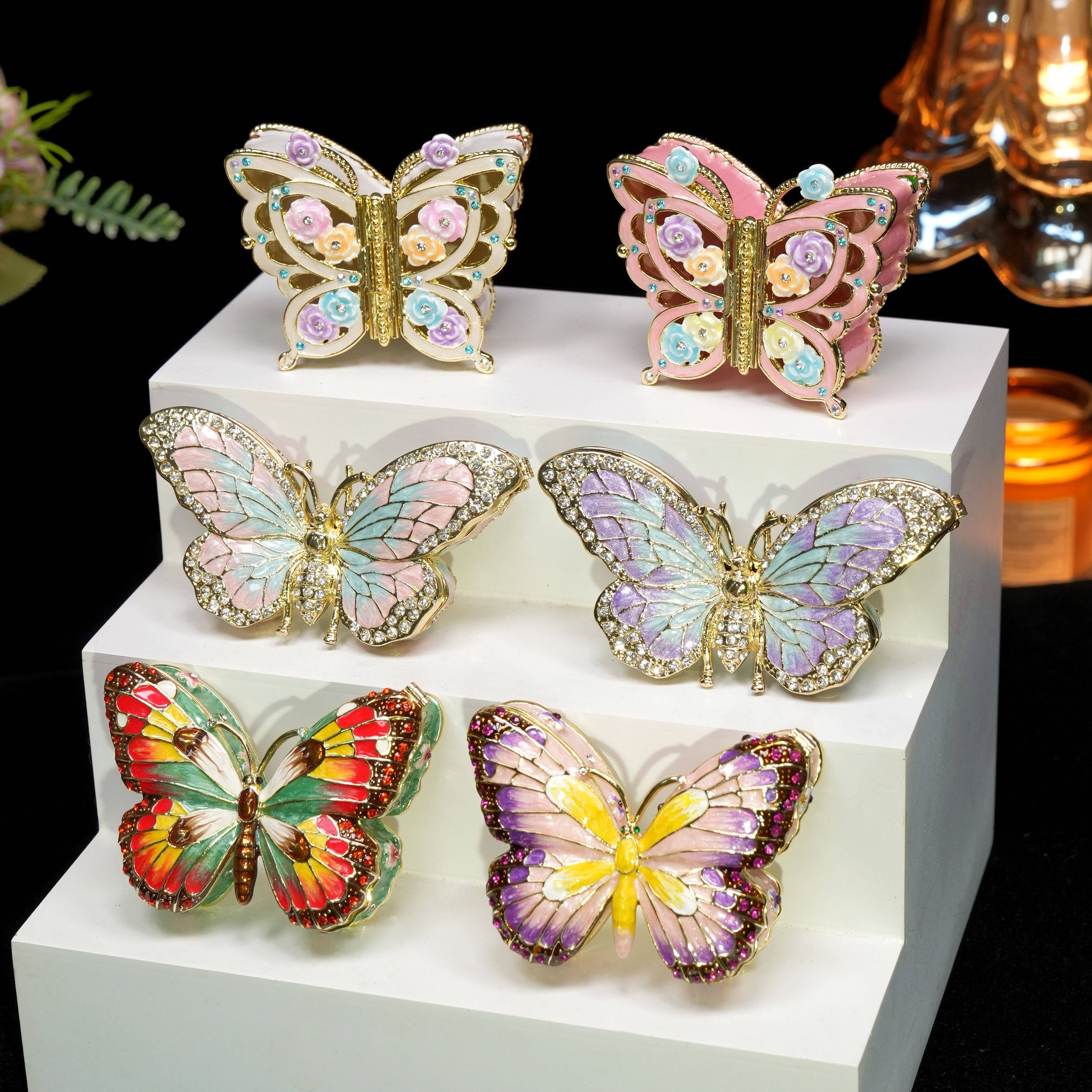 Butterfly-Shaped Enamel Jewelry Box Lolita Decor Gift