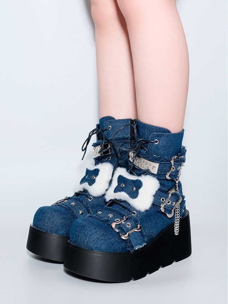 Little Bone Furry Y2K Platform Boots LE5020