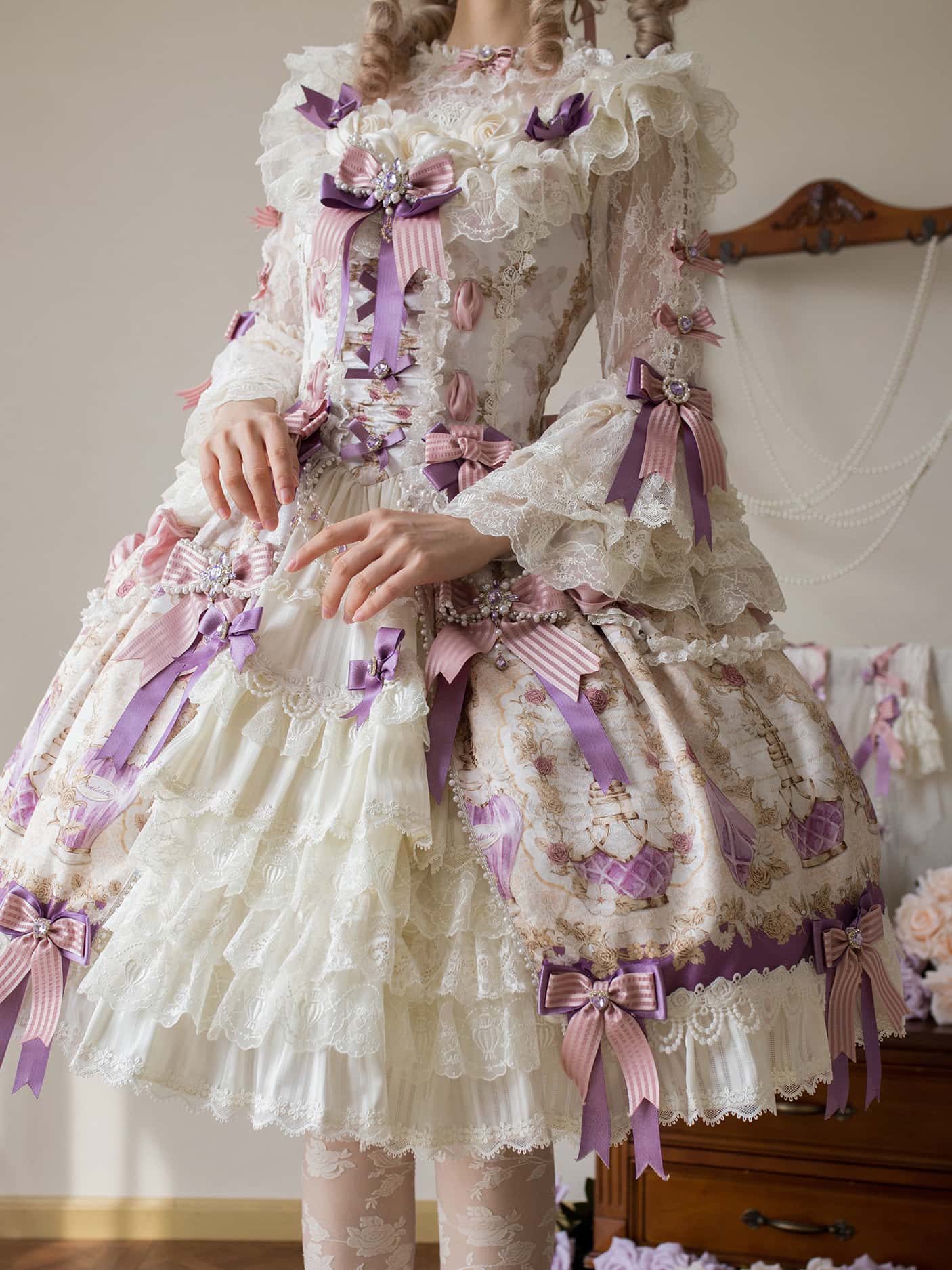 Antique Gem Fragrance Lolita Purple JSK Dress Set