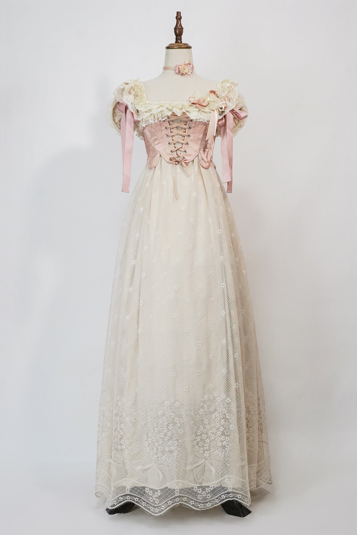 Bathing in Light Cream Empire Waist Lolita OP Dress