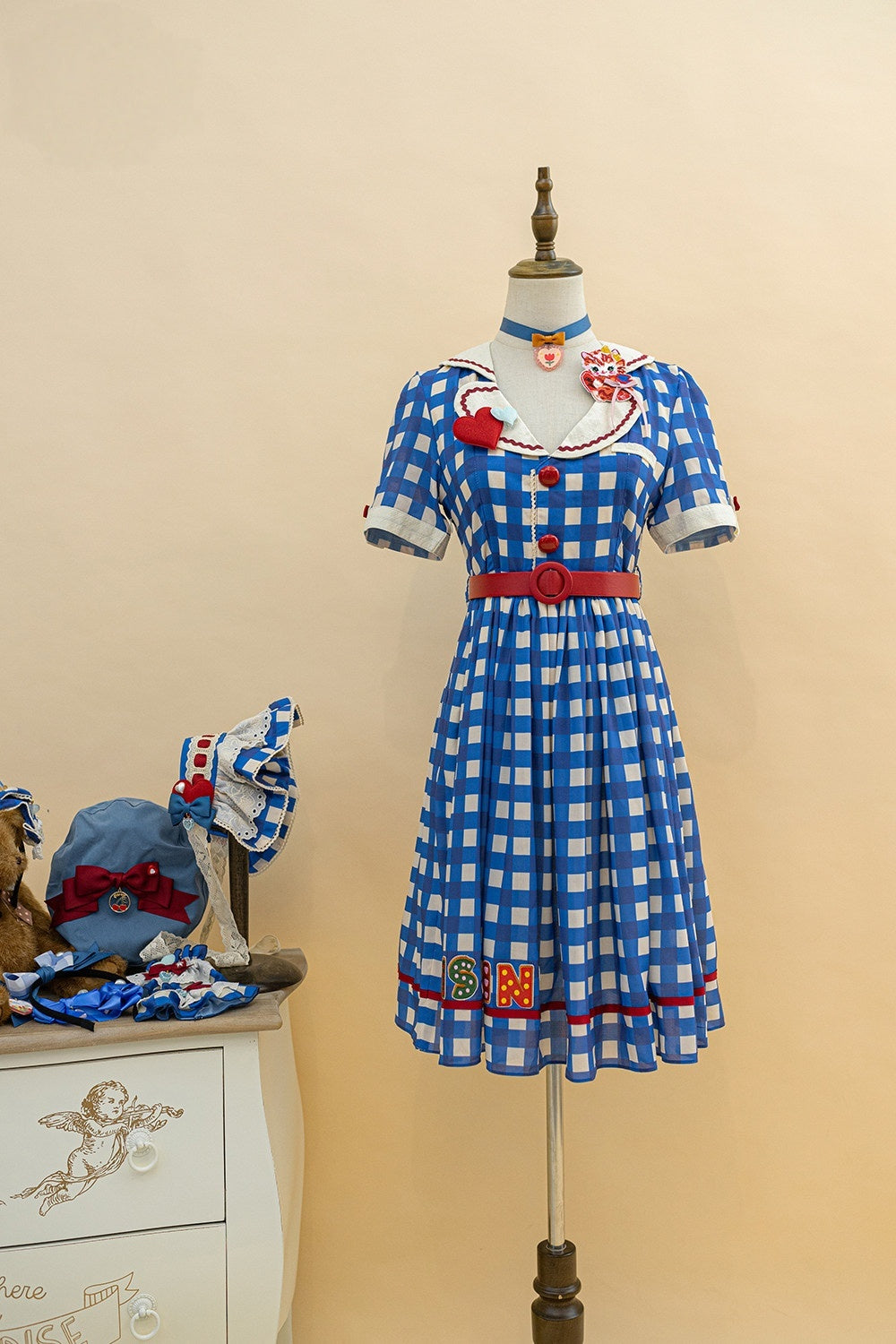 Cat Sweetheart American Retro Sweet Diner‑Style Lolita OP Dress