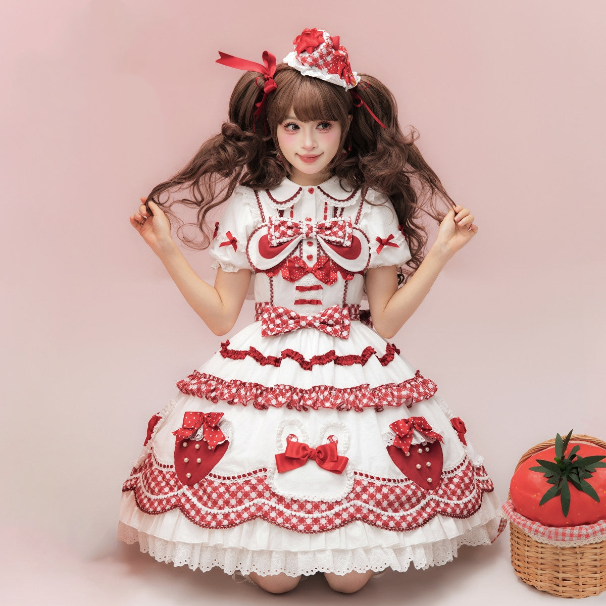 Starry‑Fallen Strawberry Rabbit Original Lolita Cute JSK Dress