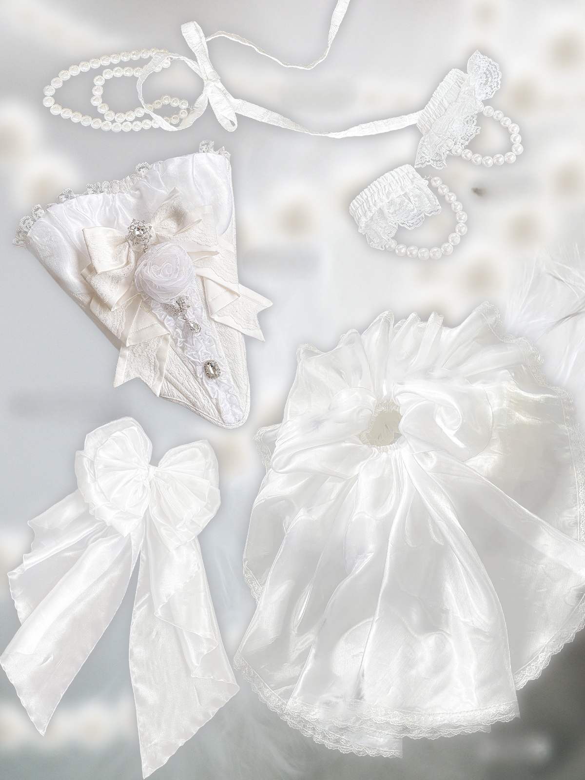 Lolita Elegant Silver White Dress LC1012