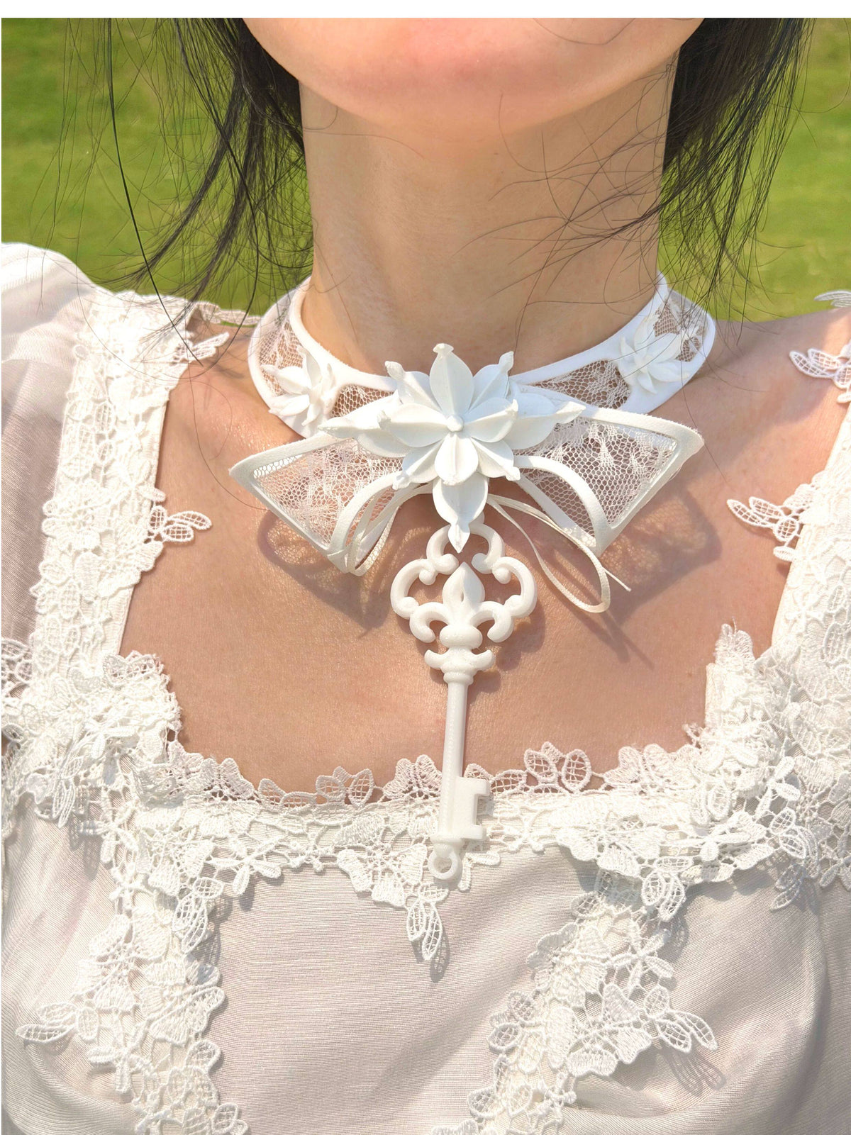 Lace Key Choker Original 3D Printed Stereo Necklace Choker