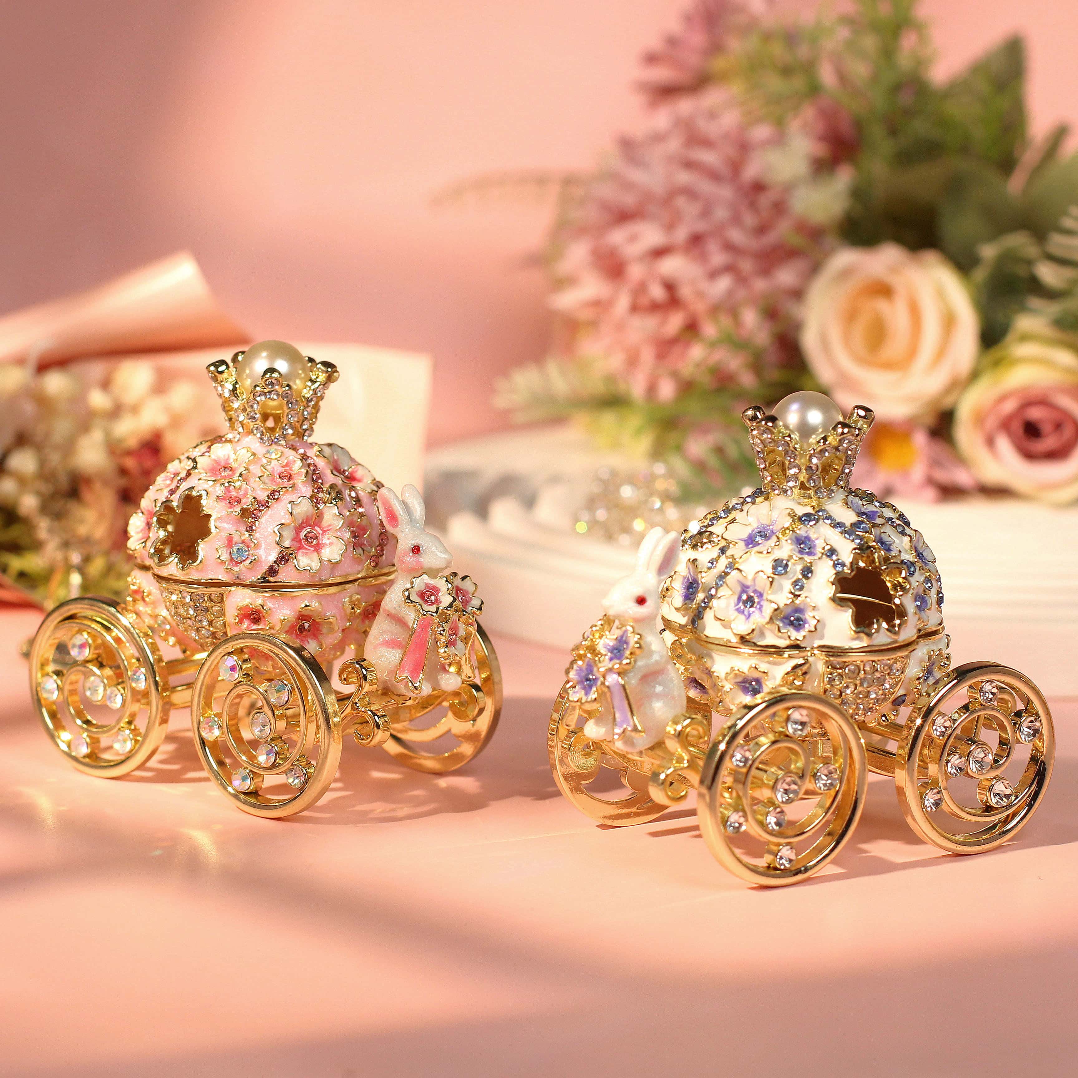 Carousel-Shaped Enamel Ring Jewelry Box Lolita Decor Gift
