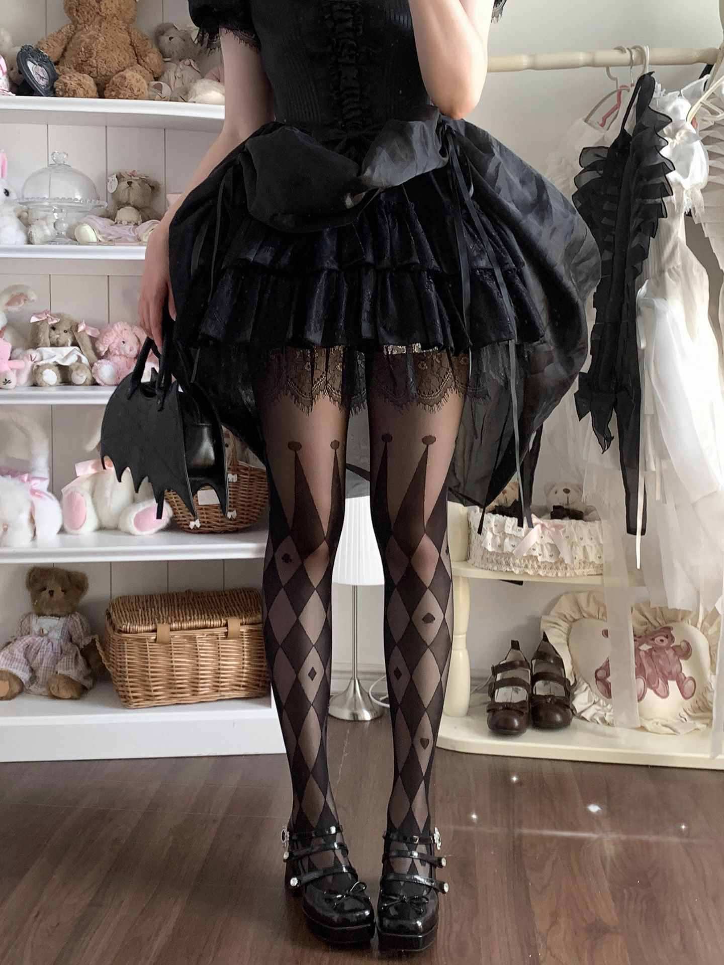 Lolita Gothic Circus Print Ultra-Sheer Tights