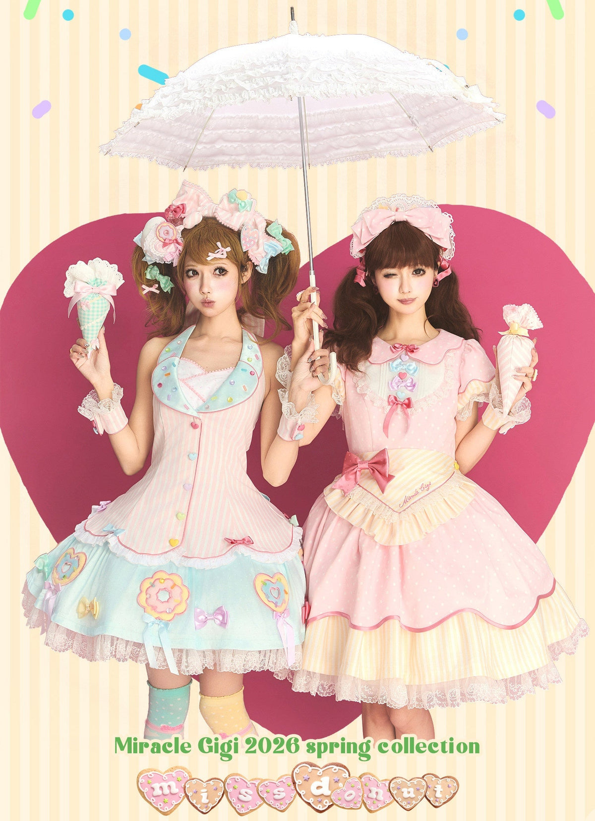 Miss Donut Pink Cream Donut-Theme Vintage Sweet Lolita OP Dress