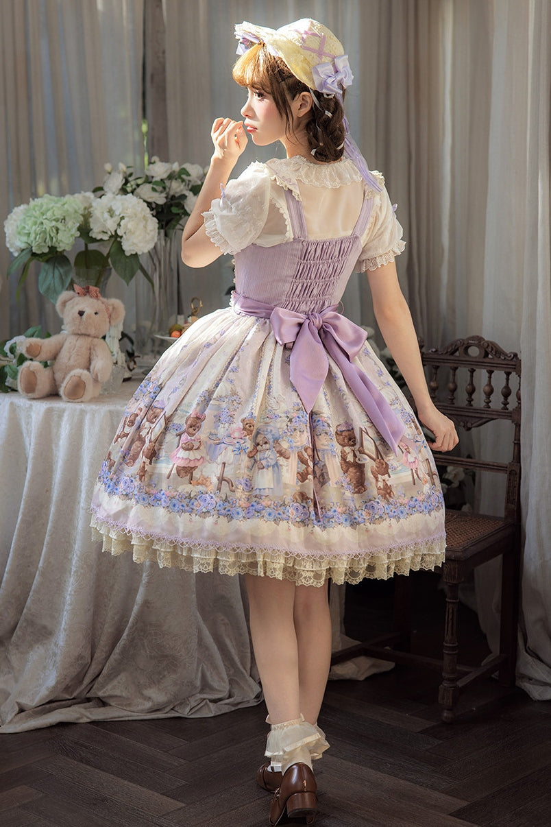 Bear‑Garden Floral Tale Sweet Printed Lolita JSK / OP Dress
