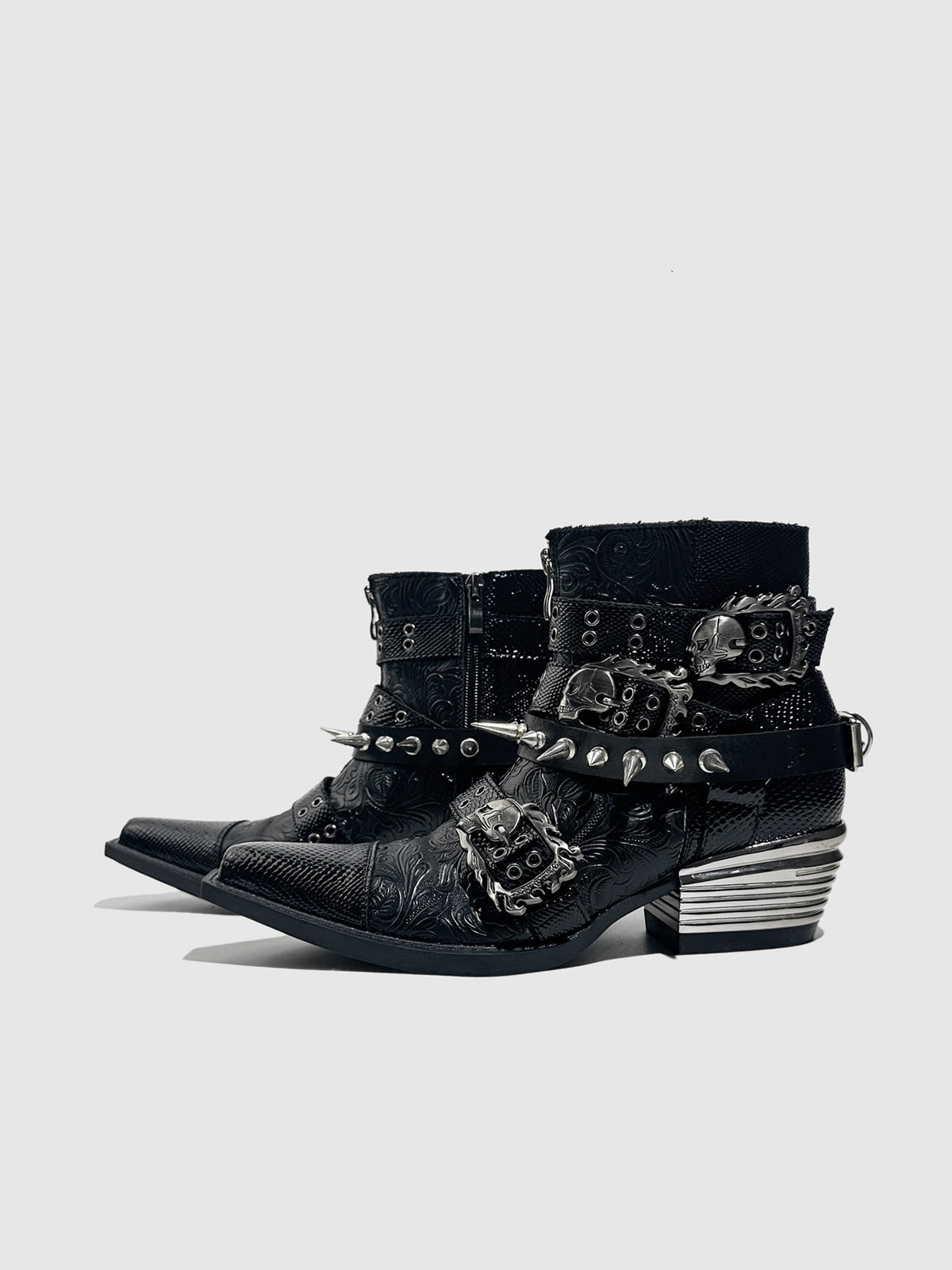 Studded Dark Gothic Punk‑Style Combat Ankle Boots