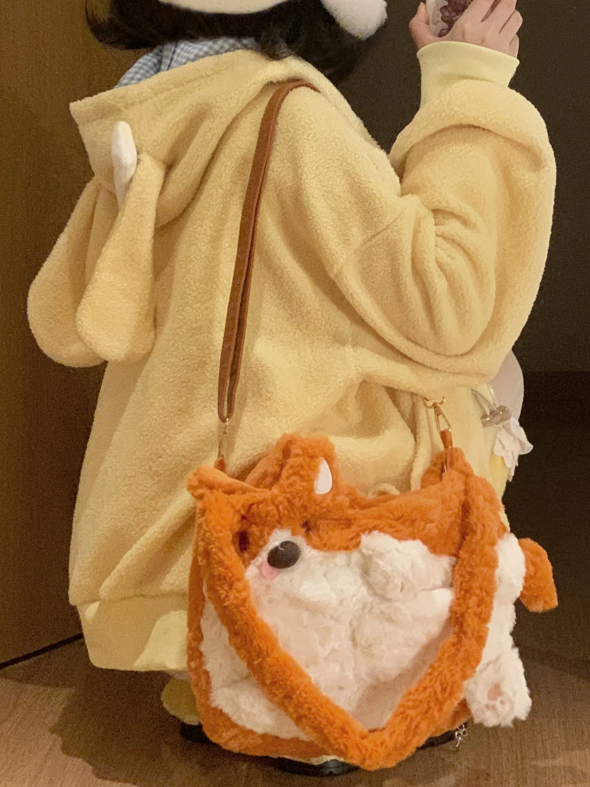 Plush Puppy Animal‑Ear Hooded Autumn & Winter Coat