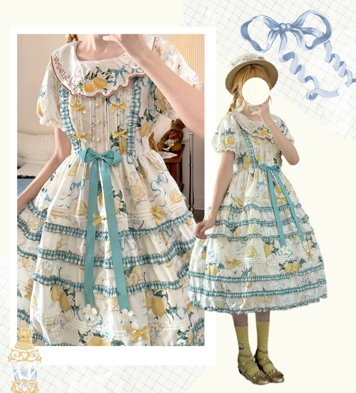 Lemon Summer Lolita OP Dress Set