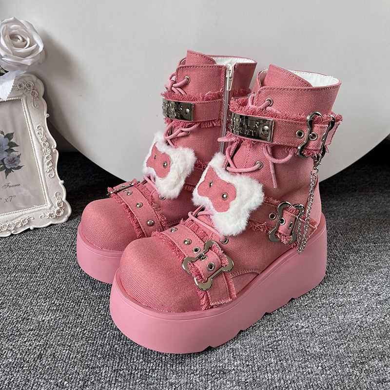 Little Bone Furry Y2K Platform Boots LE5020