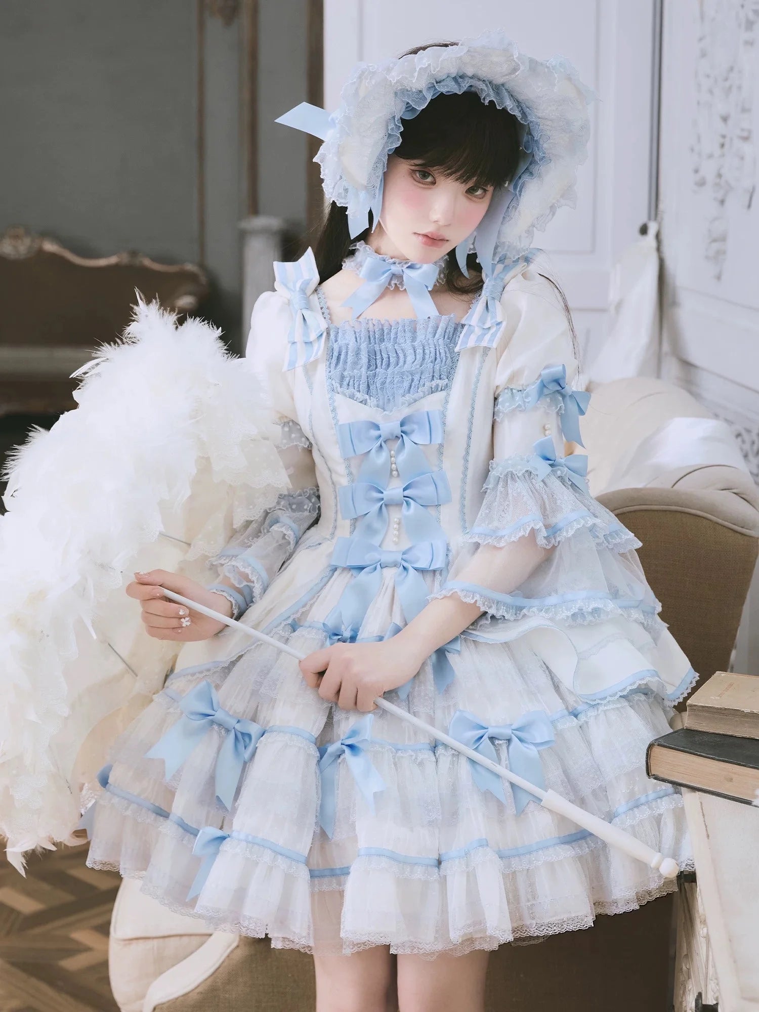 Velvet Cake Doll Pink Black Tiered Ruffle Classic Lolita JSK