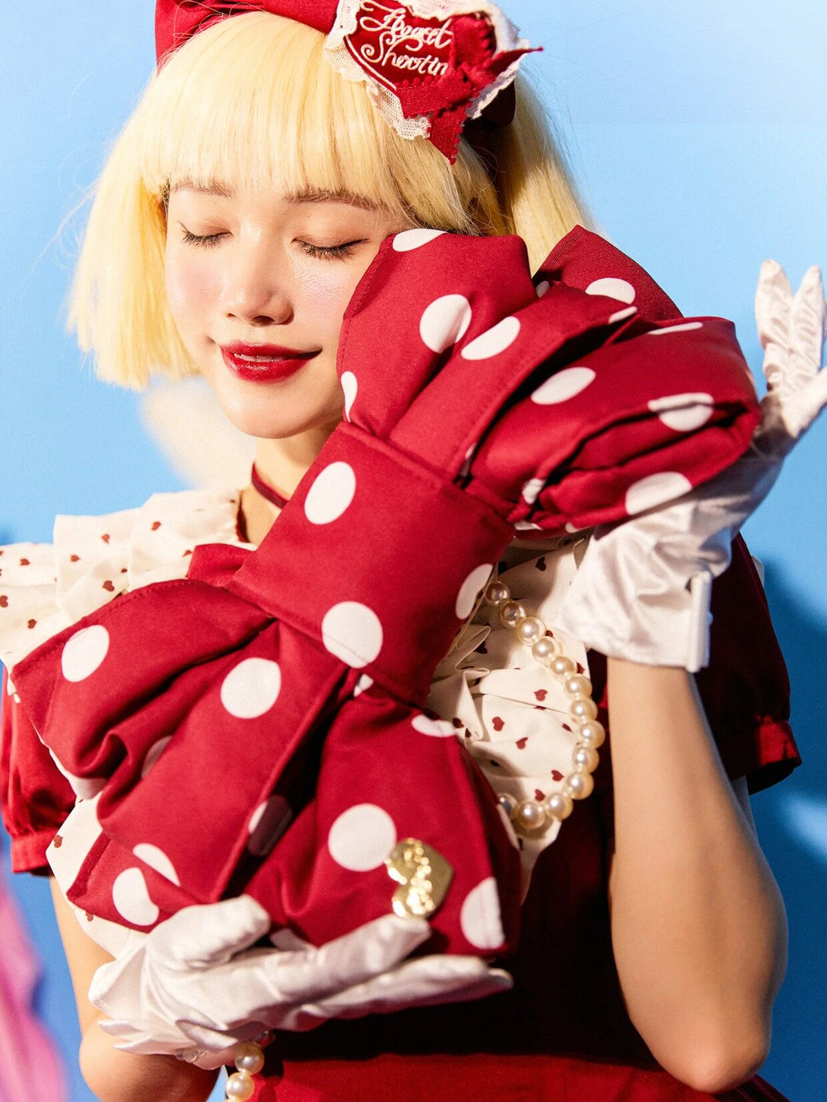 Bobo Red and White Sweet Lolita Polka Dot Bow Backpack