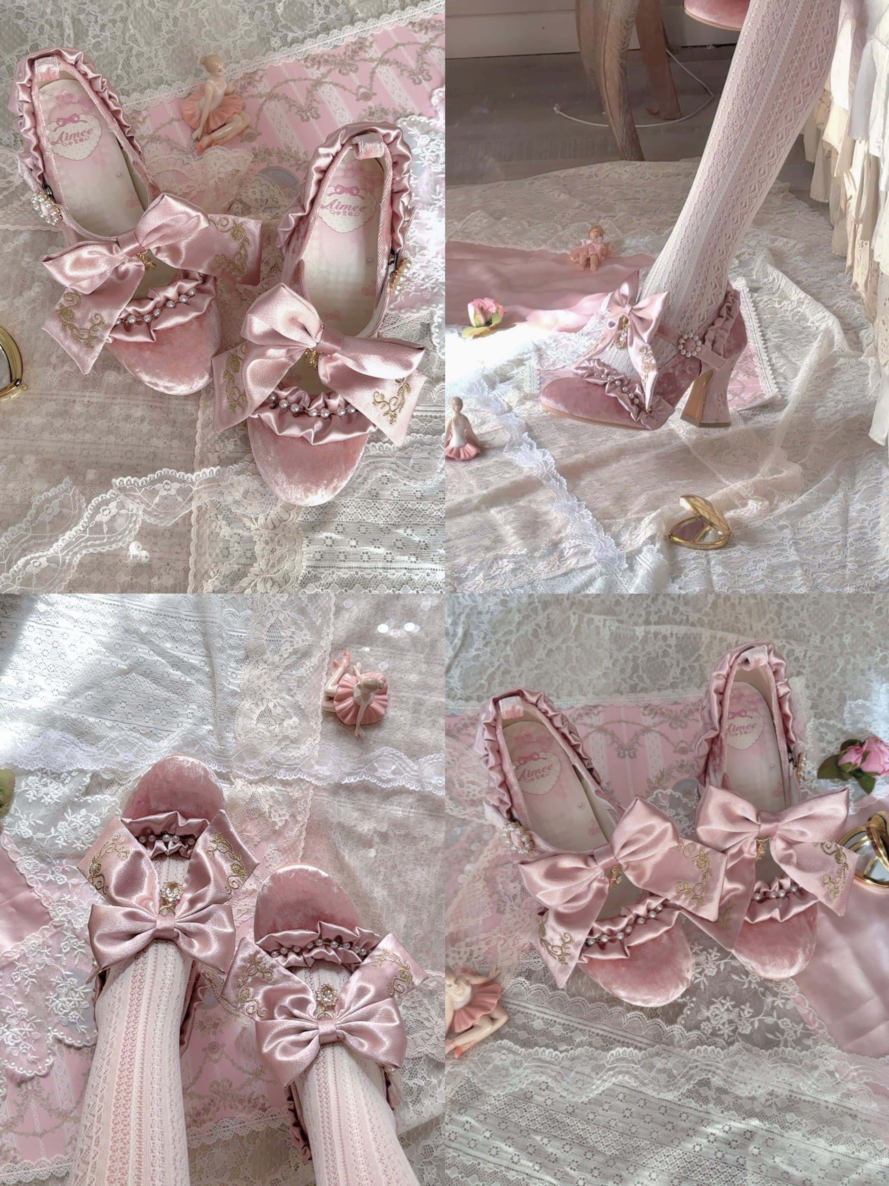 Ribbon Hymn 1.0 Lolita Vintage Heavy Craft Bridal Heels
