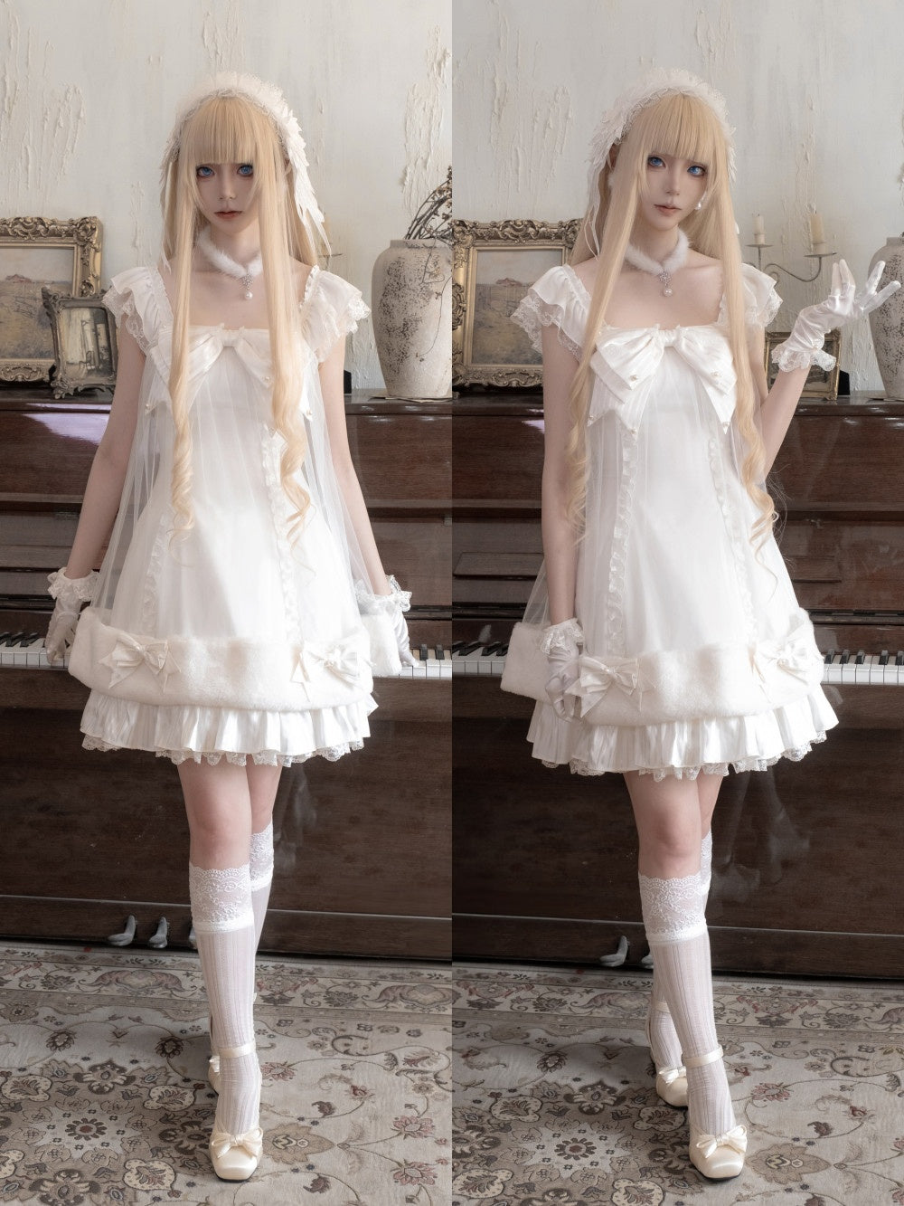Transparent Puppet Lilisia & Luluna Gothic Lolita Pearl Lace Dress