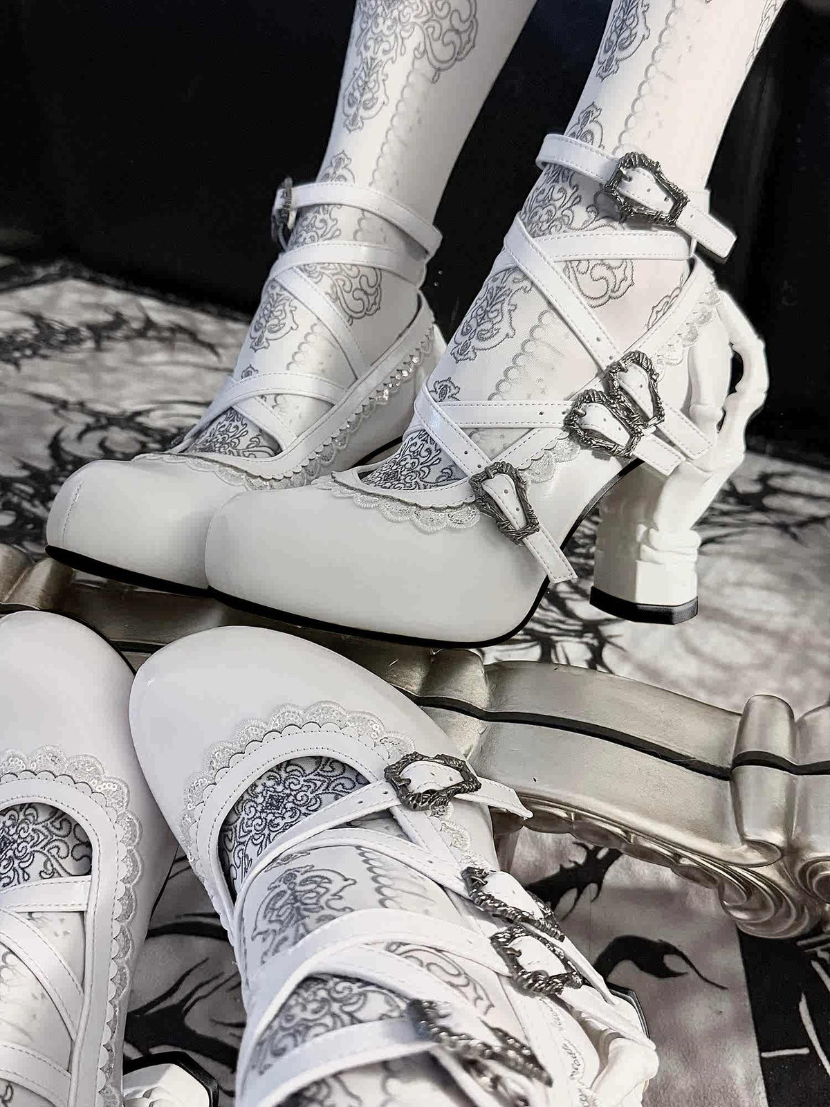 Sacred Bone Diary Skeletal Hand Heel Gothic Lolita Heels