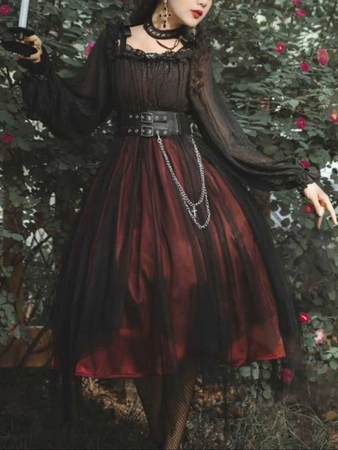 Lolita Gothic Black OP Dress LG1033