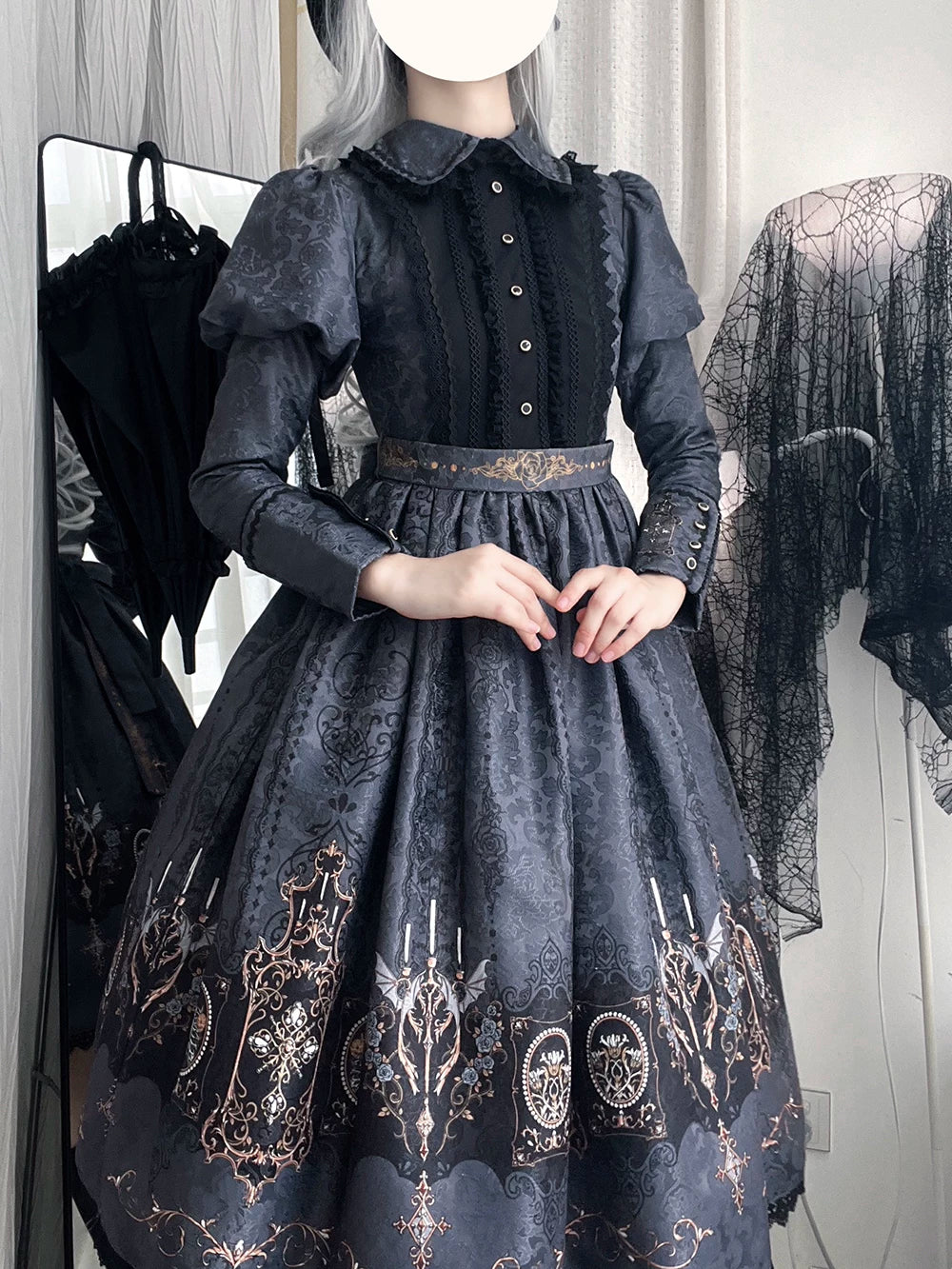 Blood Night Lamplighter Gothic Vintage Lolita OP Dress & SK Skirt