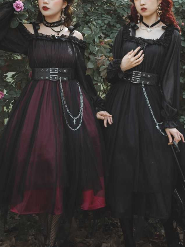 Lolita Gothic Black OP Dress LG1033