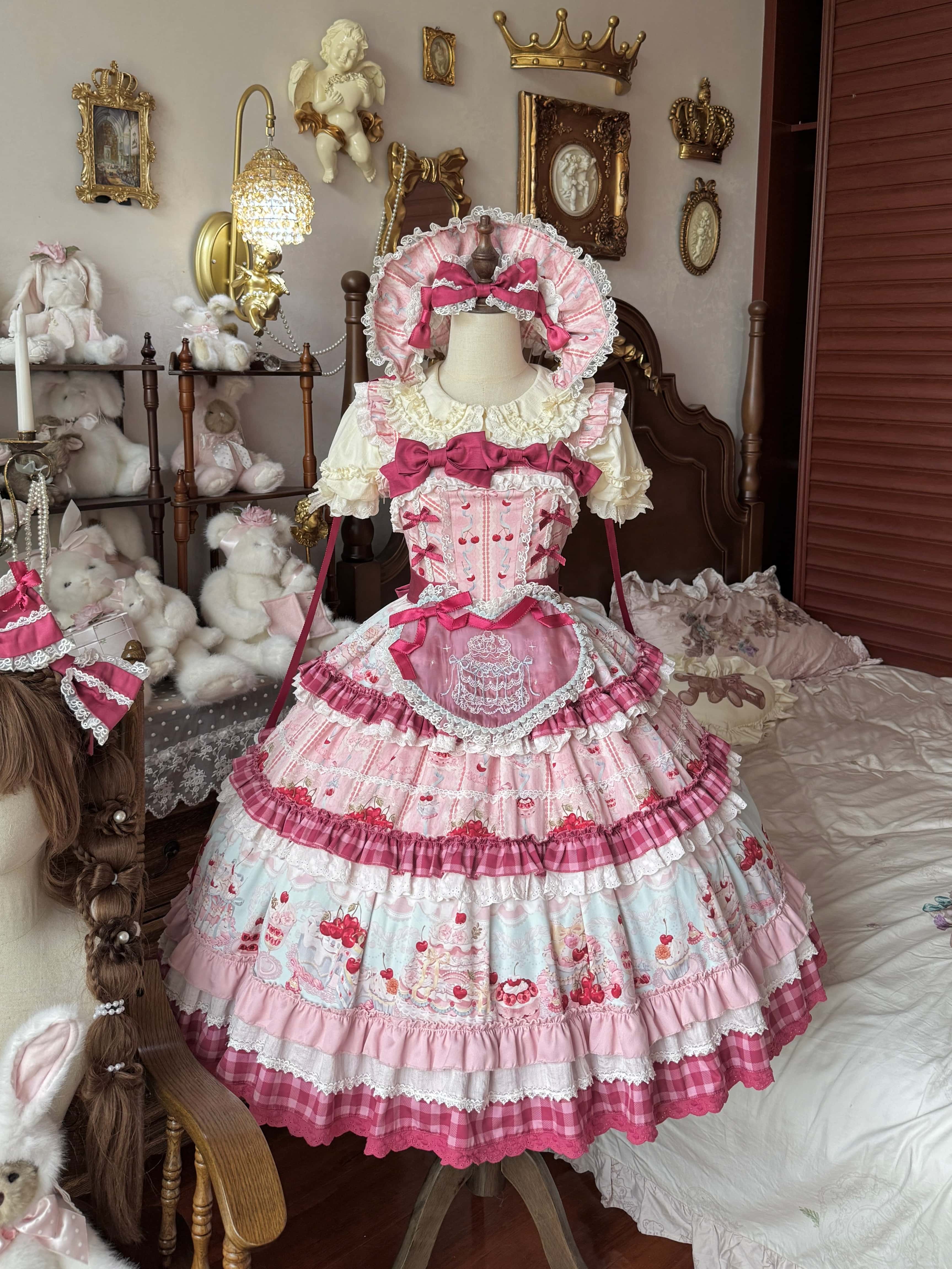 Cherry Cake Lolita Sweet Pink JSK Dress